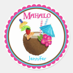 Autocollants tropicaux de boissons de noix de coco