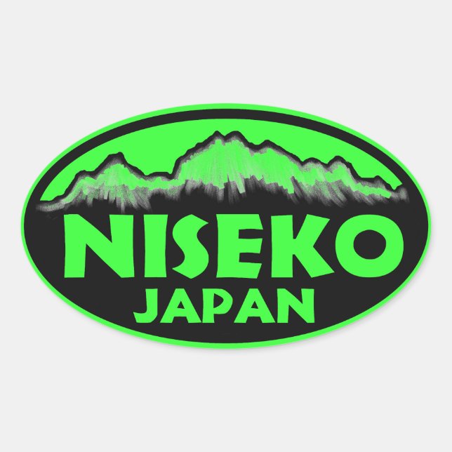 Autocollants vert ovale Niseko Japon (Devant)