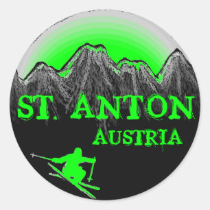 Autocollants verts de skieur de St Anton Autriche