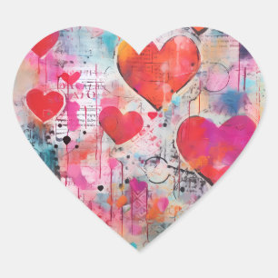 AUTOCOLLANTS VINTAGE CŒURS D'AMOUR