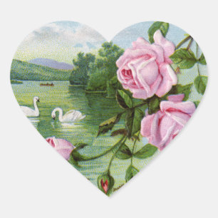 Autocollants vintages d'anniversaire de coeur