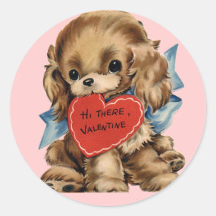 Autocollants vintages de chiot de Valentine