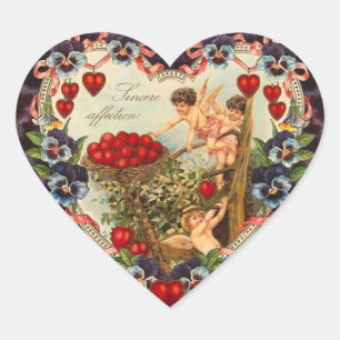 Autocollants vintages de coeur de cupidon