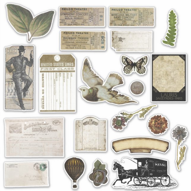 Autocollants vintages pour scrapbook Ephemera Vint (Devant)