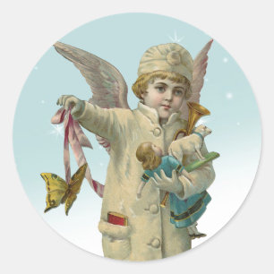 Autocollants vintages Victorien Noël Angel Girl