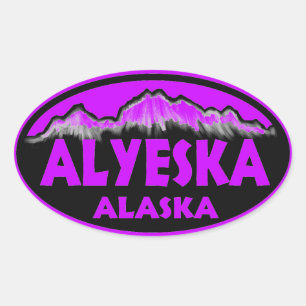 Autocollants violet ovale Alyeska Alaska