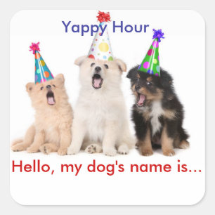 Autocollants Yappy d'étiquette de nom d'heure