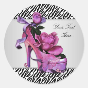 Autocollants Zèbre Rose Chaussure à Talons Hauts