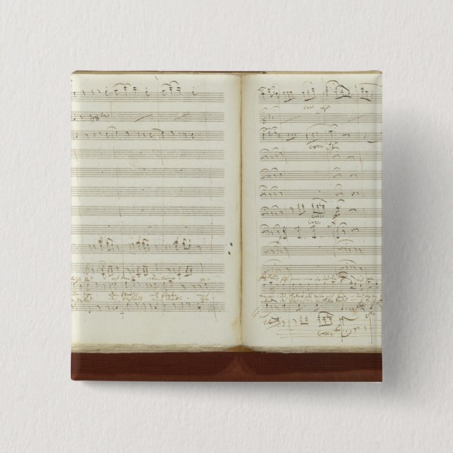 Autograph copy of 'The Magic Flute' 2 Inch Square Button (Front)