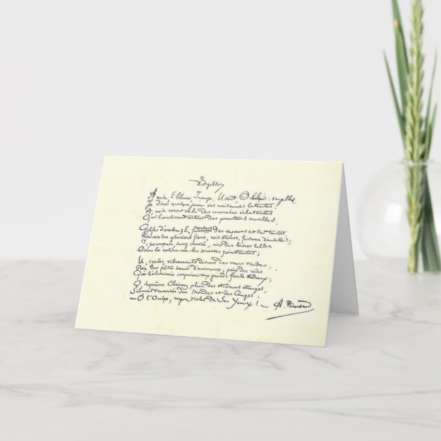 Autograph manuscript of Voyelles (Rimbaud) Card (Front)