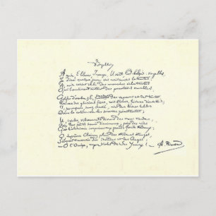 Autograph manuscript of Voyelles (Rimbaud) Postcard