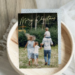 Autograph | Merry Christmas Vertical Photo Foil Holiday Card<br><div class="desc">Send holiday greetings to friends and family in chic style with our elegant photo cards. Design features your favourite vertical or portrait oriented photo with "Merry Christmas" overlaid across the top in shining gold foil hand lettered script. Personalize with your family name and the year.</div>