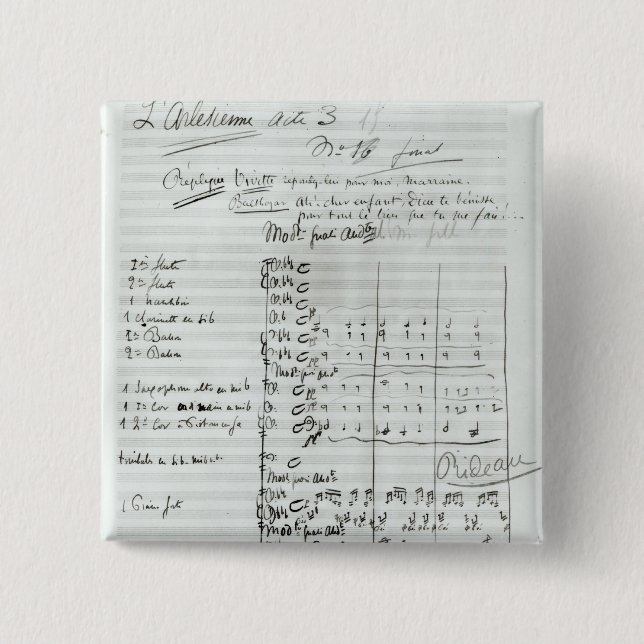 Autograph Score of Act III 2 Inch Square Button (Front)