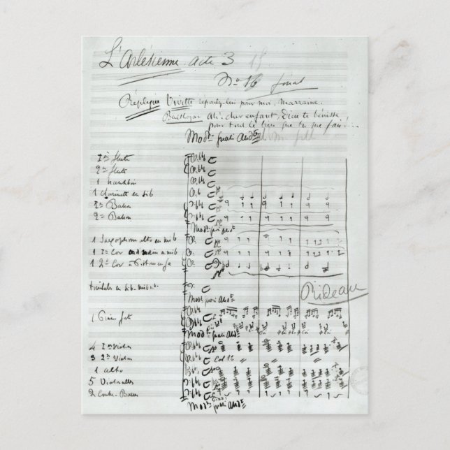 Autograph Score of Act III Postcard (Front)