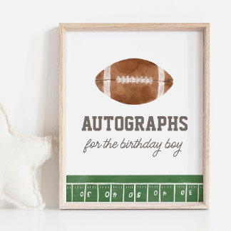 Autographs Football Birthday Party Sign