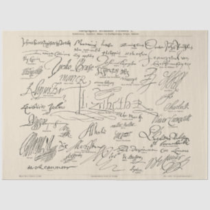 Autographs of Famous People Handwritten Script Tissue Paper