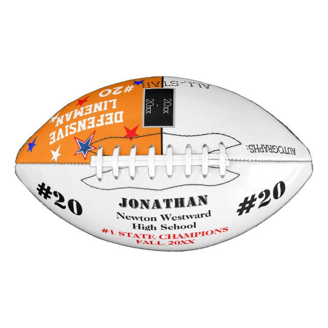 Autographs School Champions Orange Football (Front)