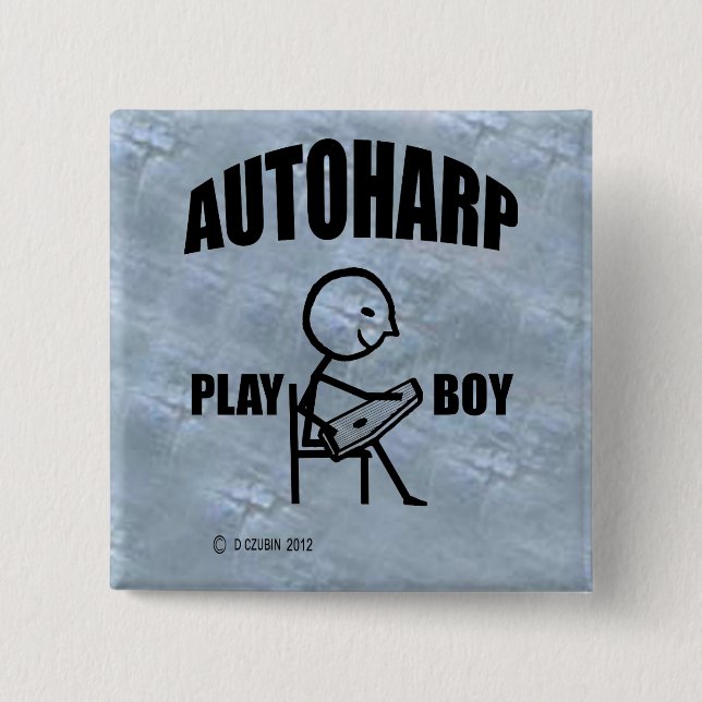 Autoharp Play Boy 2 Inch Square Button (Front)