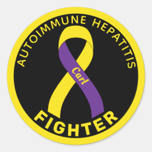 Autoimmune Hepatitis Fighter Ribbon Black Classic  Classic Round Sticker