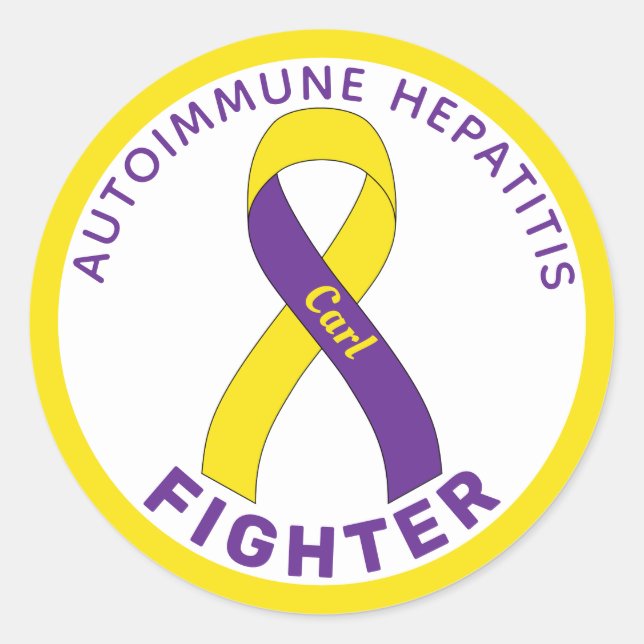 Autoimmune Hepatitis Fighter Ribbon White Classic  Classic Round Sticker (Front)