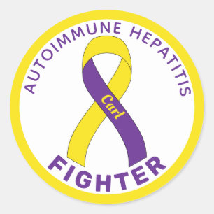 Autoimmune Hepatitis Fighter Ribbon White Classic  Round Sticker