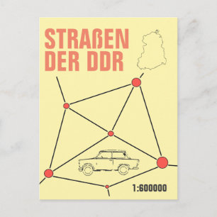 Autokartendesign im DDR Stil Postcard