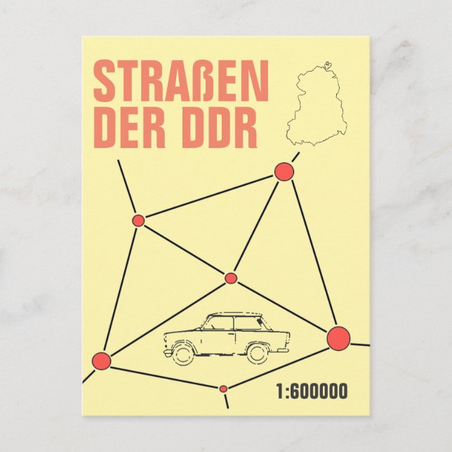 Autokartendesign im DDR Stil Postcard (Front)