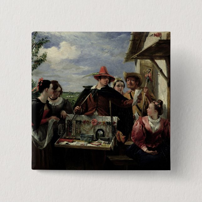 Autolycus, scene from 'A Winter's Tale', 1836 (oil 2 Inch Square Button (Front)