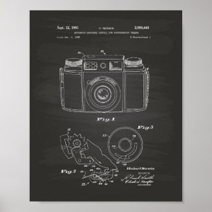 Automatic Exposure 1961 Patent Art Chalkboard Poster