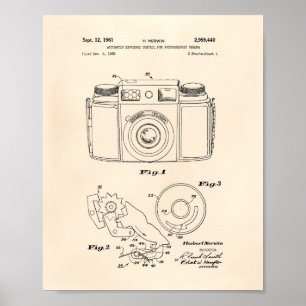Automatic Exposure 1961 Patent Art Old Peper Poster