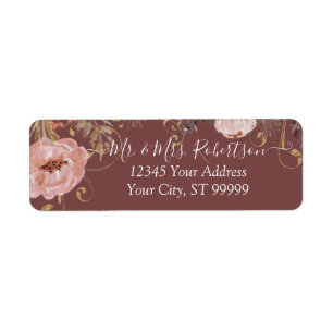 Automne Aile Floral BOHO Terre Tone Rose Aquarelle