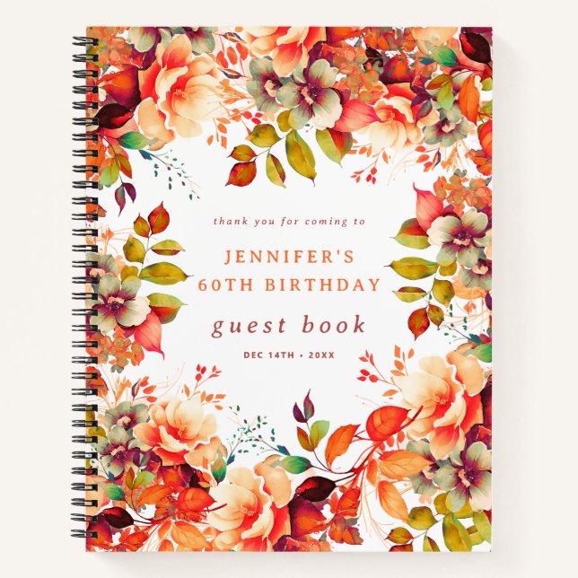 Automne Aquarelle Floral 60e Anniversaire Livre d' (Devant)