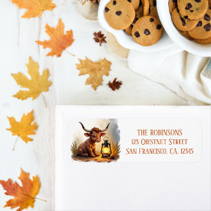 Automne Aquarelle Texas Longhorn Calf Lanterne