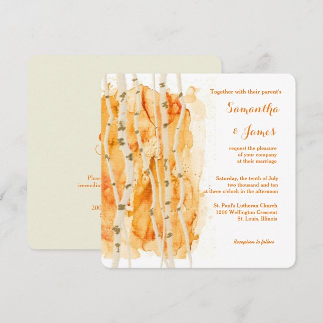 Automne Aspen Grove Custom Wedding Invitation (Devant / Derrière)