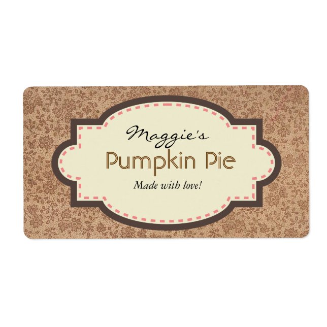 Automne Automne Brown Floral Baking Étiquettes (Devant)