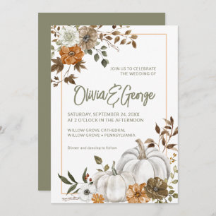 Automne Automne Citrouille Floral Frame Invitation