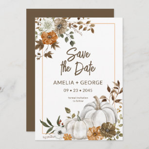 Automne Automne Citrouille Floral Frame Invitation