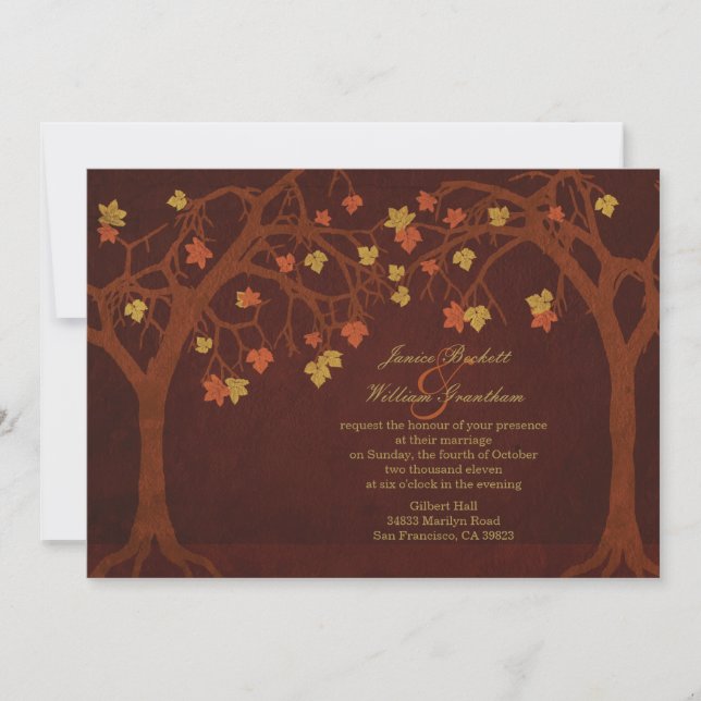 Automne / Automne Faire-part de mariage des arbres (Devant)