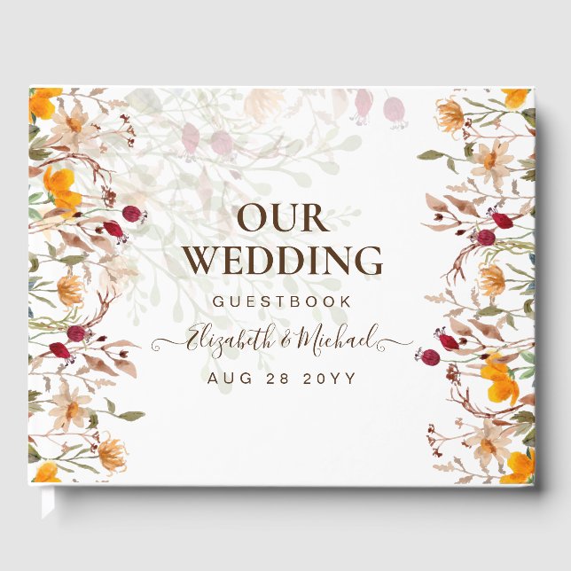 Automne Automne Fleur sauvage Mariage Livre d'hôte (Recto)