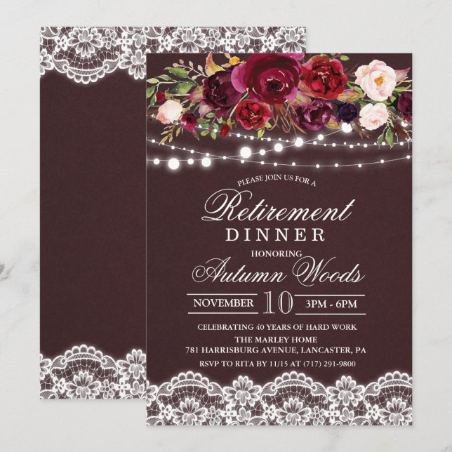 Automne Automne Floral Retraite Dîner Invitation (Devant / Derrière)