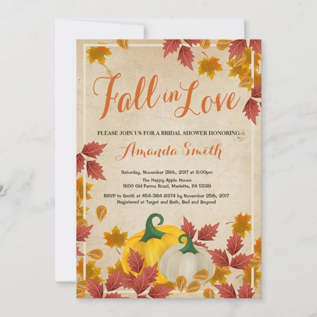 Automne Automne nuptiale invitation de douche nupt (Devant)