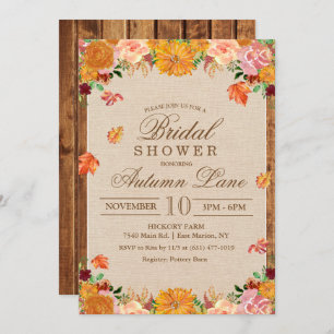 Automne Automne Rustique Floral Bridal Invitation 