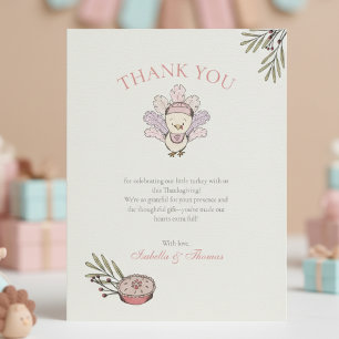 Automne Baby Girl Little Turkey Carte de remerciem