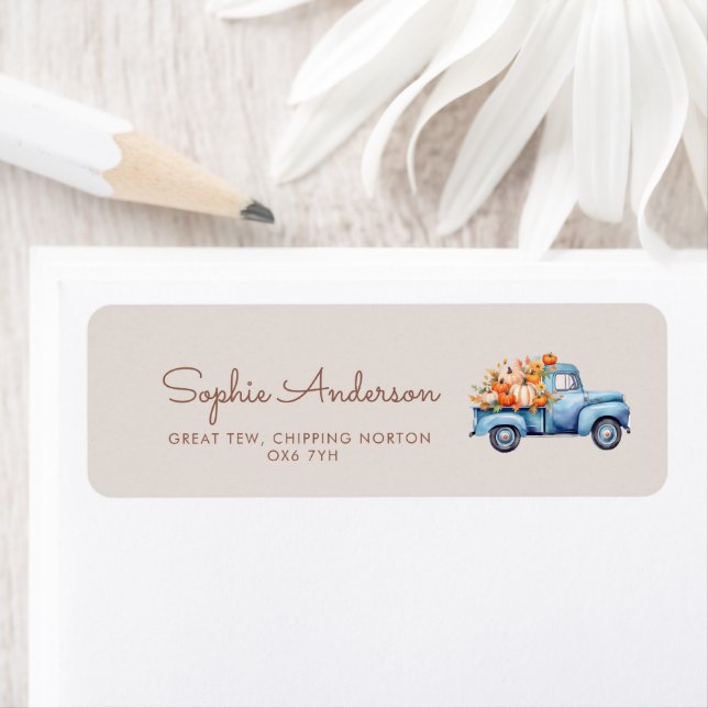 Automne Baby shower Citrouille bleu  camion (En situation)