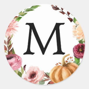 Automne Bliss Monogramme Favoriser Stickers Rustiq