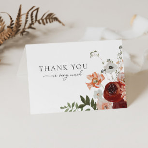 Automne Bohème Mariage de automne Merci Carte pour