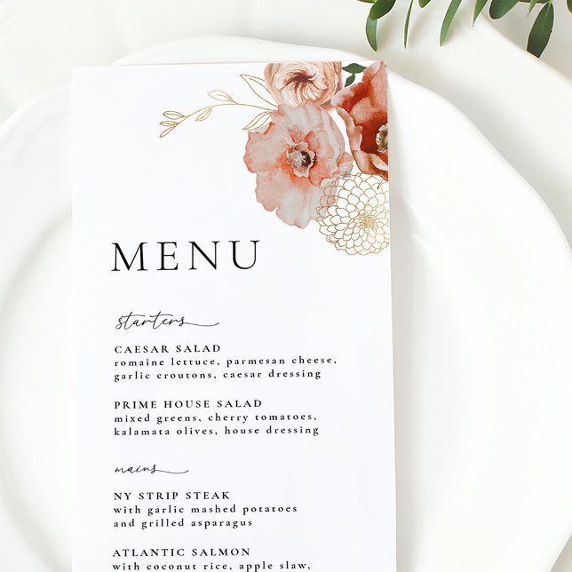 Automne Bohémien Floral Menu Mariage de automne (Créateur téléchargé)