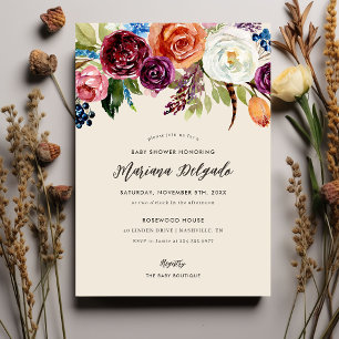 Automne Boho Blooms Baby shower Invitation
