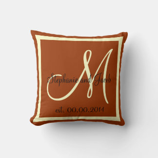 Automne Brown et Crème Mariage coussin