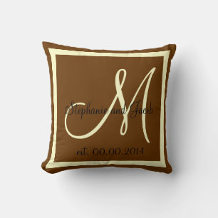 Automne Brown et Crème Mariage coussin